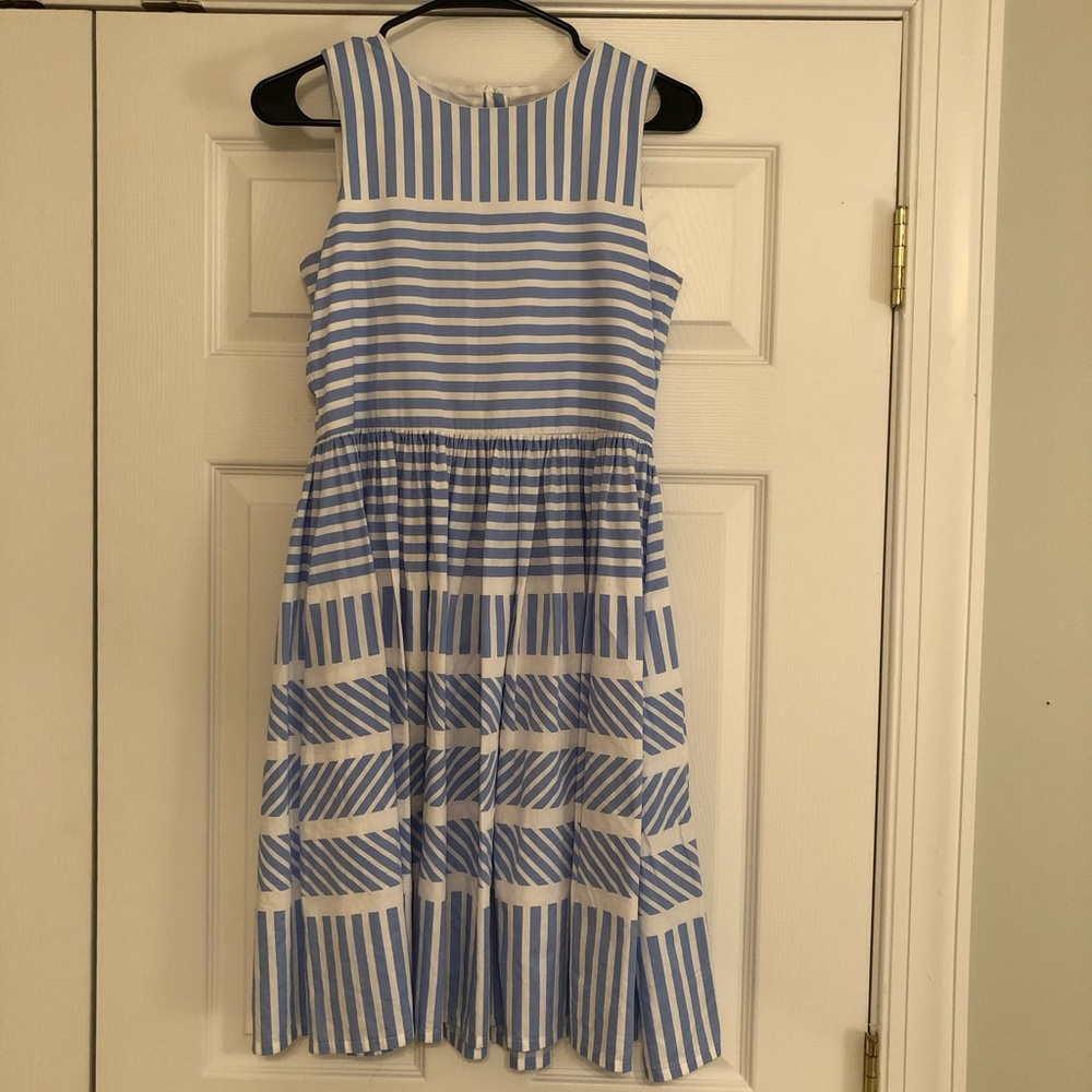 Lands’ End Striped Blue and White Dress
